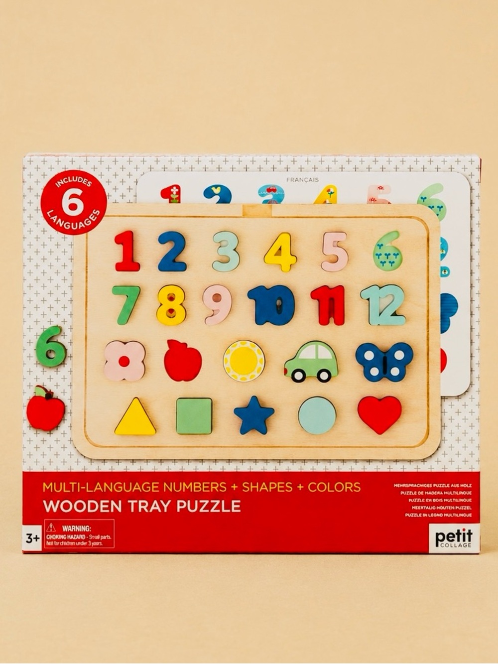 NWT PETIT COLLAGE
Wooden Tray Puzzle: Numbers, Shapes & Colors - Picture 2 of 11